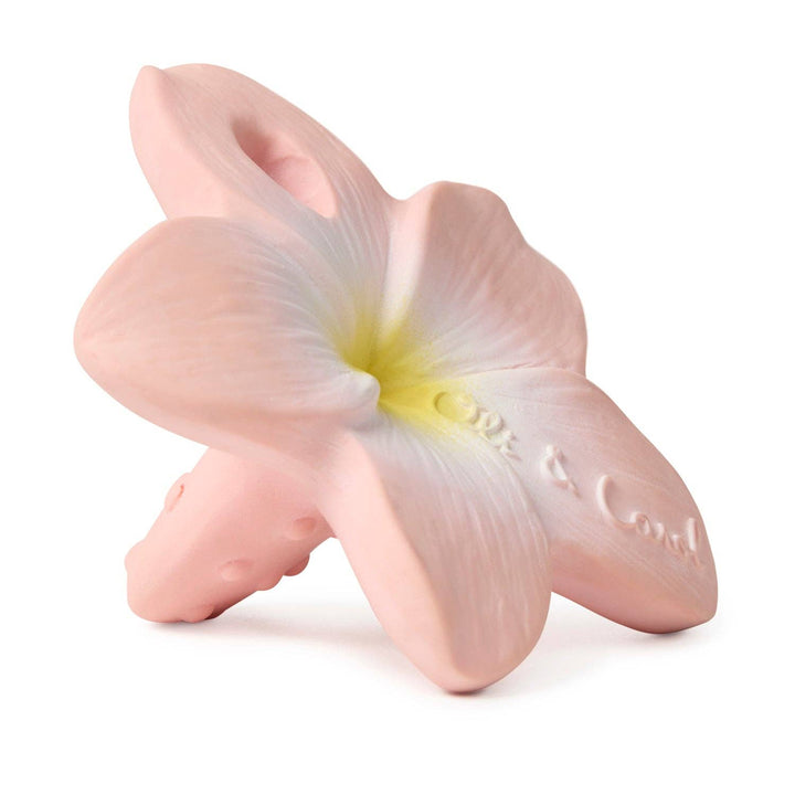 Side angled view of the Oli & Carol Bella the Flower mini teether