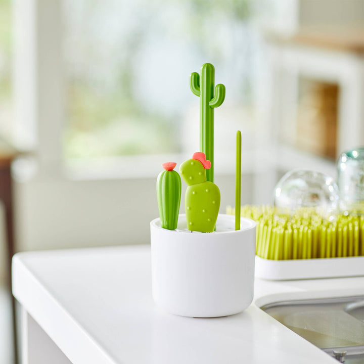 Green baby bottle brush set by Boon, Cacti brushes for bottles, straws and nipples