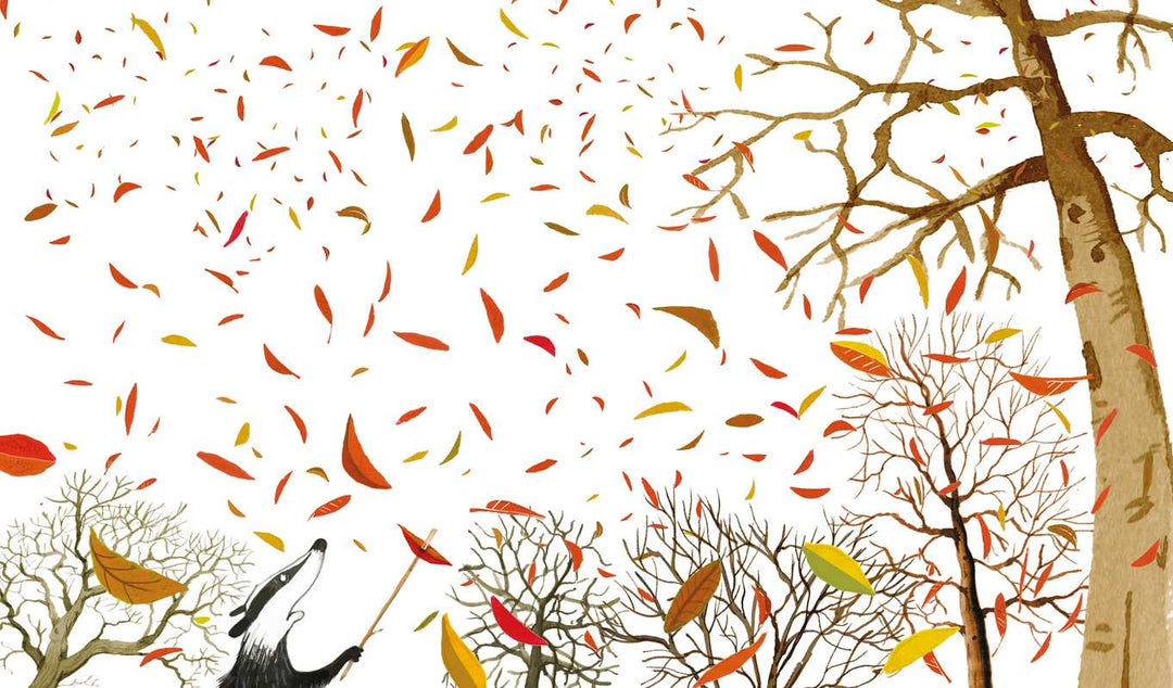 Simon & Schuster Tidy hardcover page with scattered leaves and birds taking flight