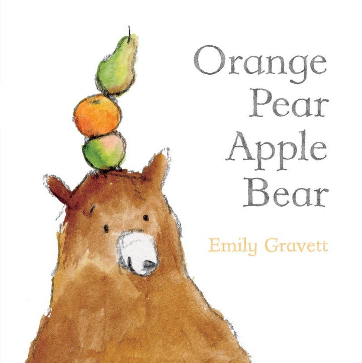 Simon & Schuster Orange Pear Apple Bear board book cover by Emily Gravett