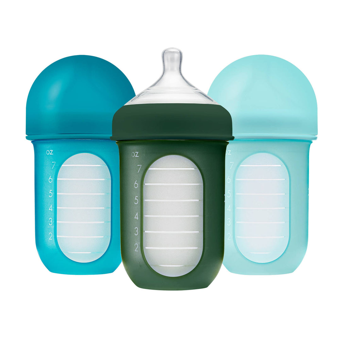 Boon Boon Nursh Silicone Pouch Bottle 8oz 3Pk - Blue baby bottle