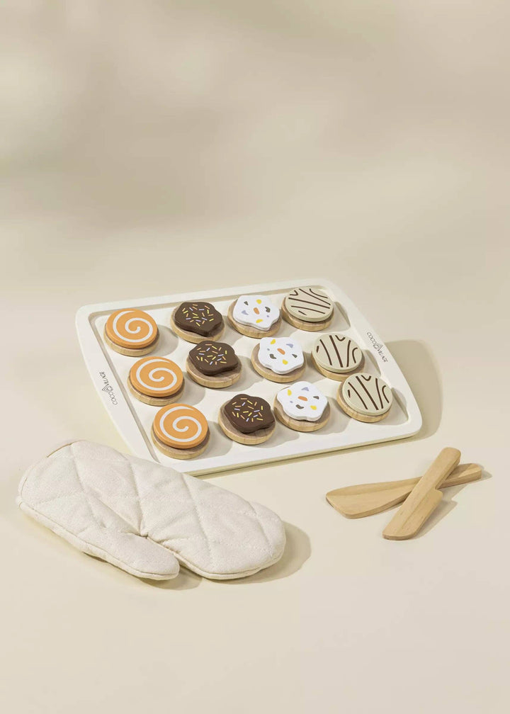 Little ones can enjoy the Coco Village Wooden Cookies Playset in Multicolor, a delightful option for pretend play.
