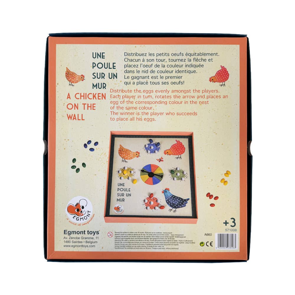 Chicken On A Wall Game from Egmont Toys, vintage-style kids game with spinning arrow