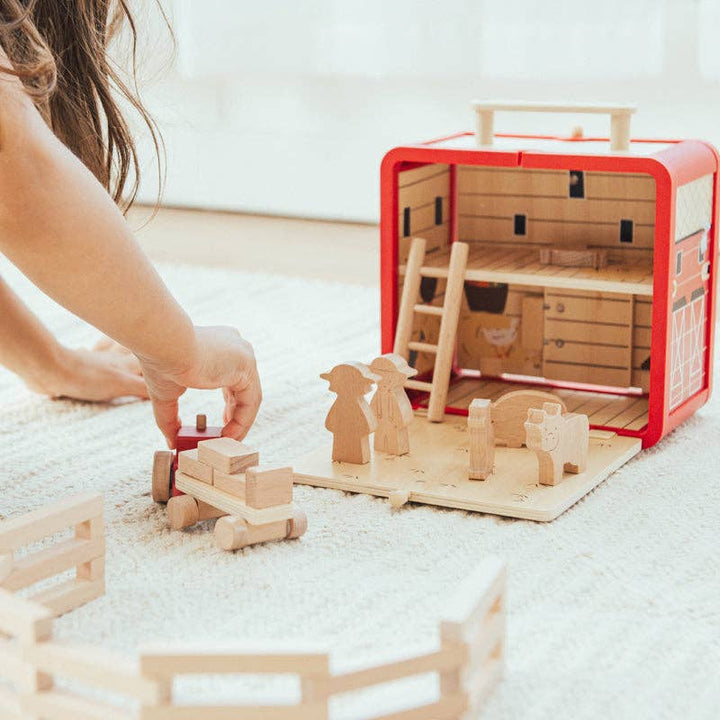 Wonder & Wise Take with Me Farm  open-ended imaginative play wooden toy set for kids on the go