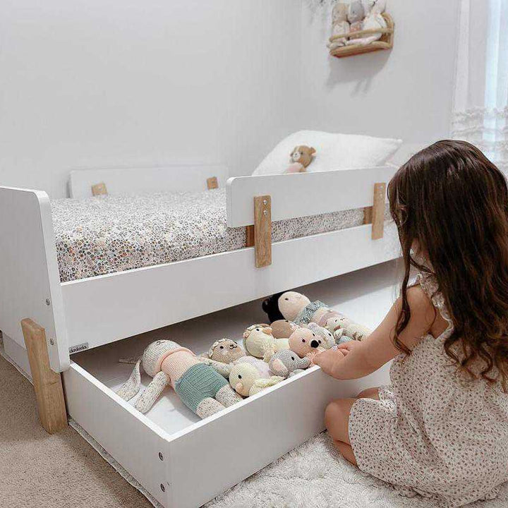 White + Red Oak Fun Twin Bed by dadada, solid wood kids twin bed