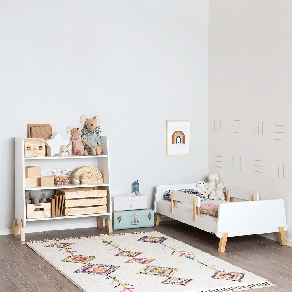 White + Natural Muse kids bookshelf by dadada with accessible-height shelves
