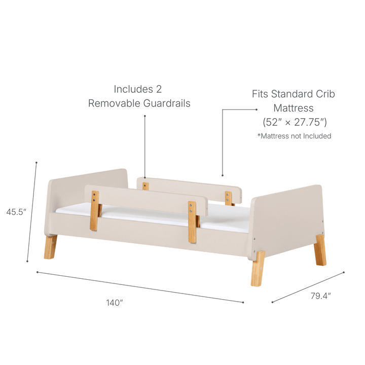 Neutral toddler bed: dadada Muse in Almond Milk + Natural for the move from crib