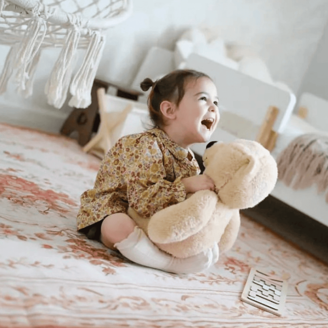 Muse Toddler Bed White + Natural, a floor-level wooden kids bed from dadada