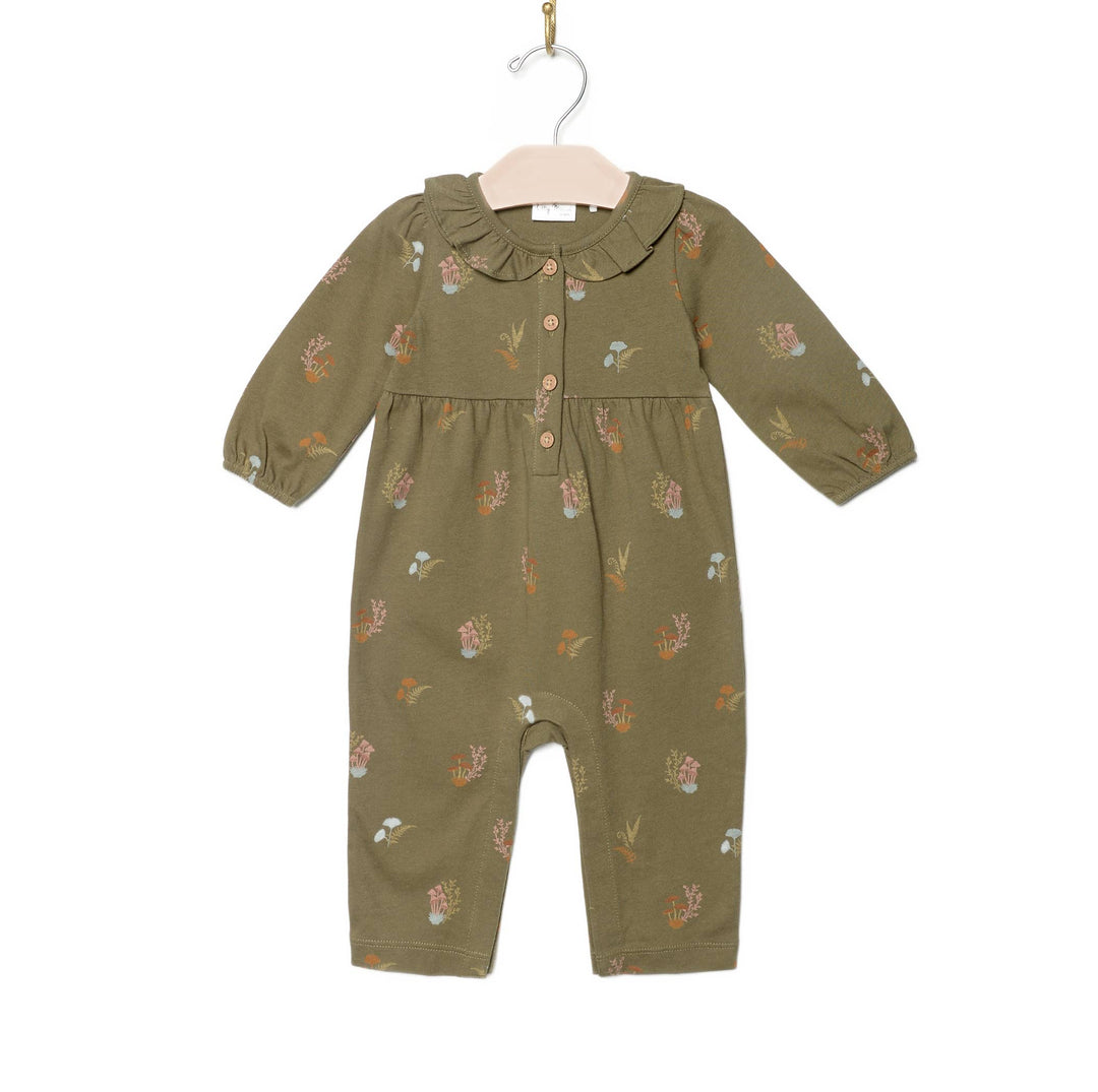 frill color city mouse lichen mushroom baby gorl autumn romper 