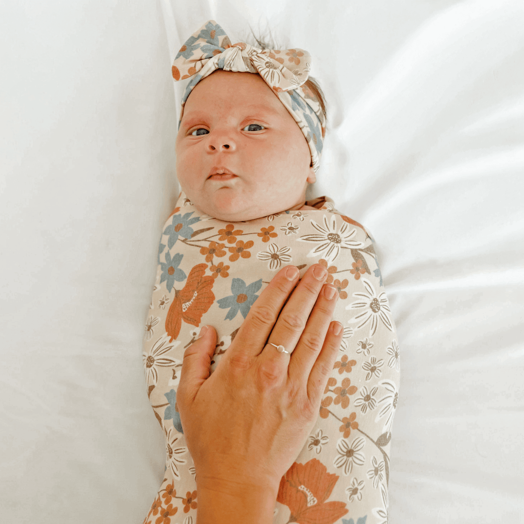 Copper Pearl Eden swaddle blanket detail — lightweight breathable baby wrap