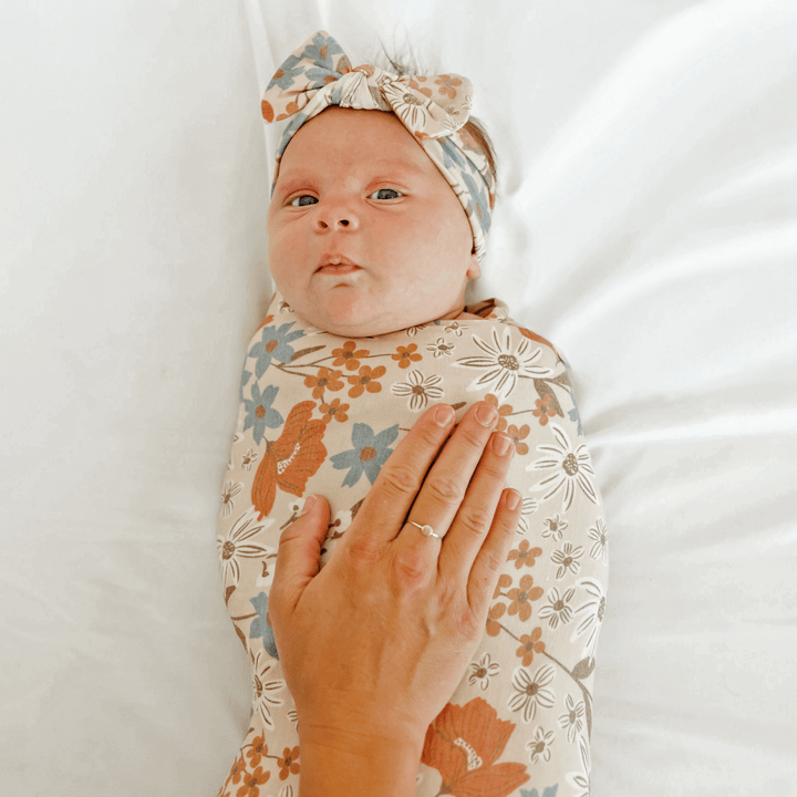 Copper Pearl Eden swaddle blanket detail — lightweight breathable baby wrap