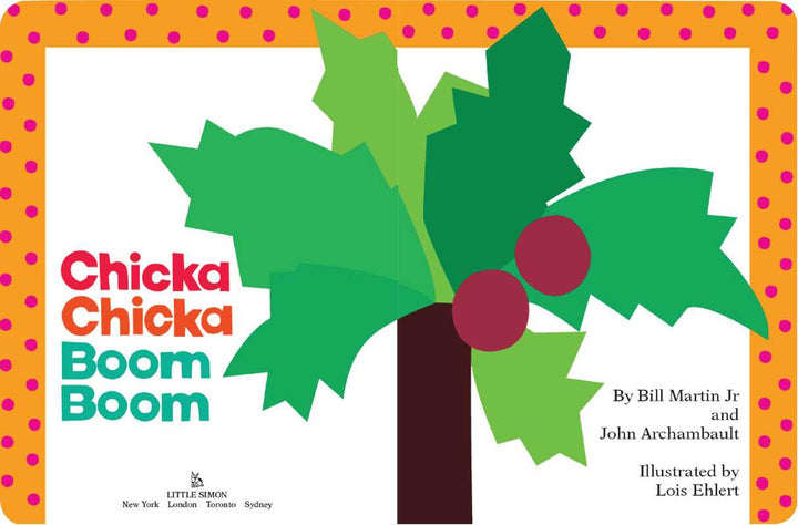 Lois Ehlert coconut tree alphabet spread from Chicka Chicka Boom Boom board book