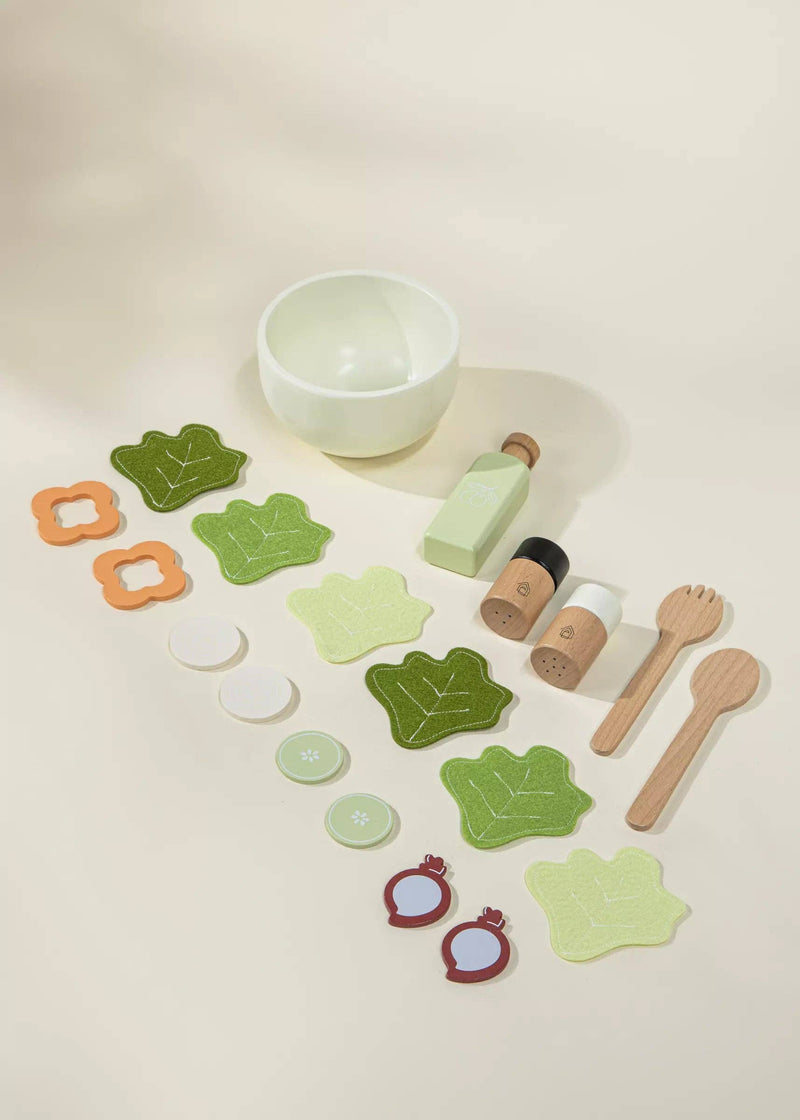 Handcrafted charm defines the Coco Village Wooden Salad Playset in Multicolor, a timeless wooden toy.