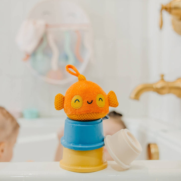 Plush bath toys floating in tub, baby bath toys for toddlers and sensory exploration