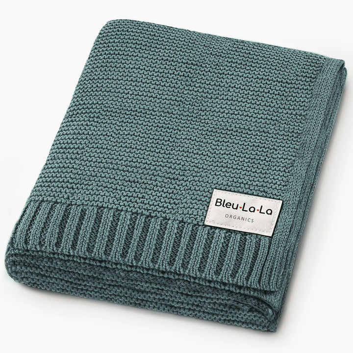 Bleu La La Heritage 100% Organic Cotton Knitted Swaddle Hunter Green