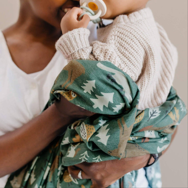 Copper Pearl Atwood 46x46 muslin-style knit swaddle blanket in soft gender-neutral tones