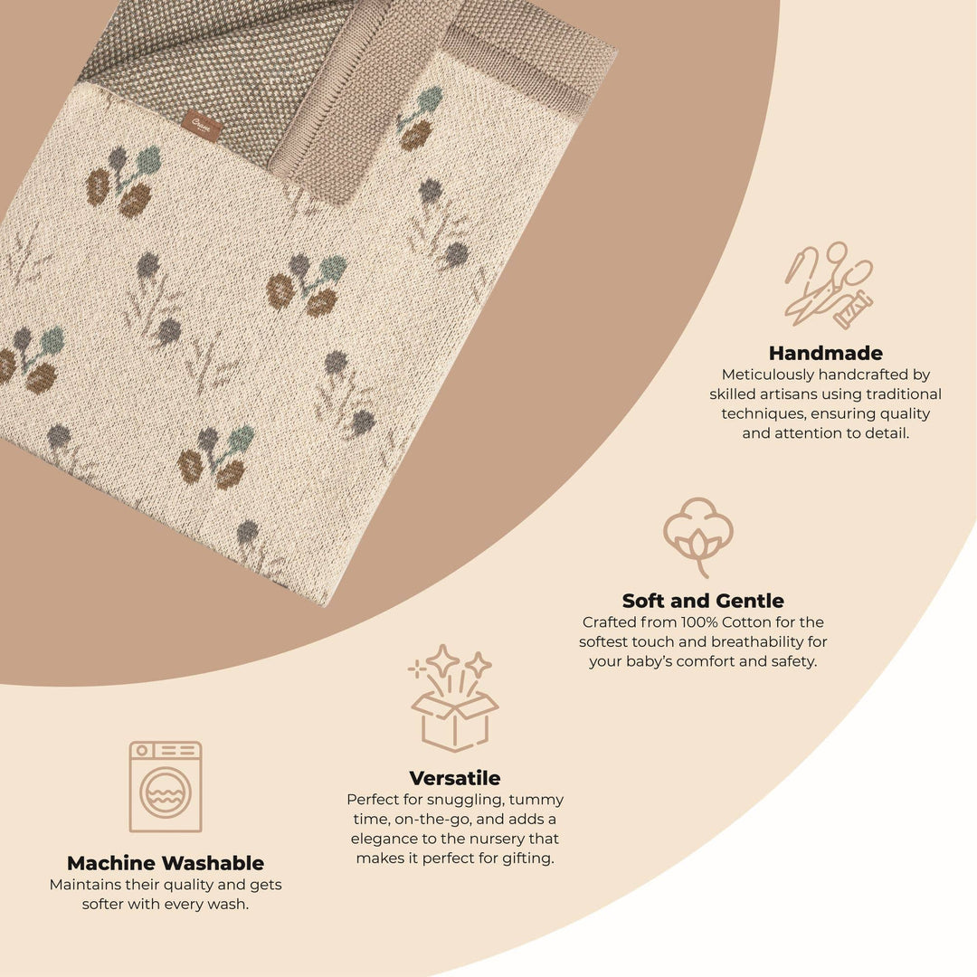 handmade crane baby knit cotton nursery blanket 