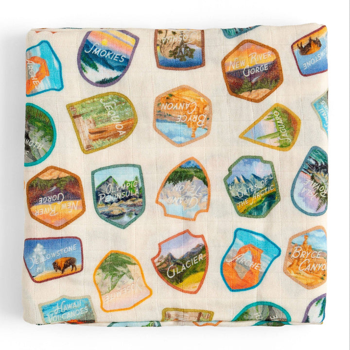 National Park Badges Muslin Baby Swaddle Blanket