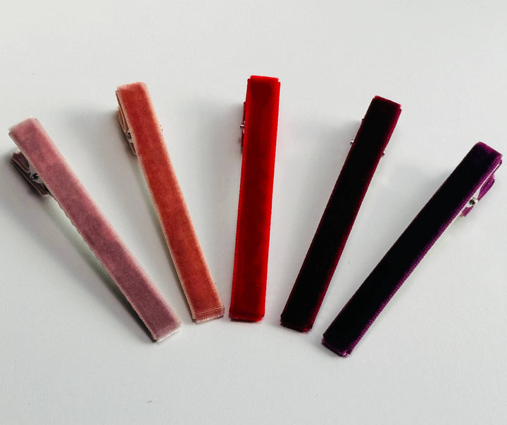 Perfectly petite Cookie & the Dude Japanese Velvet Bar Clips - Warm small velvet alligator clips for delicate hair