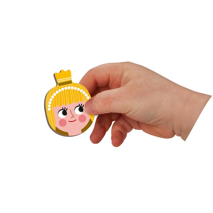 Kids magnet toys castle scene arranged with Janod Magneti'book Fairy Tales