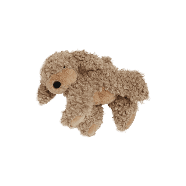 Soft weighted gold curly stuffed puppy, Binky Puppy Benny from Dinkum Dolls