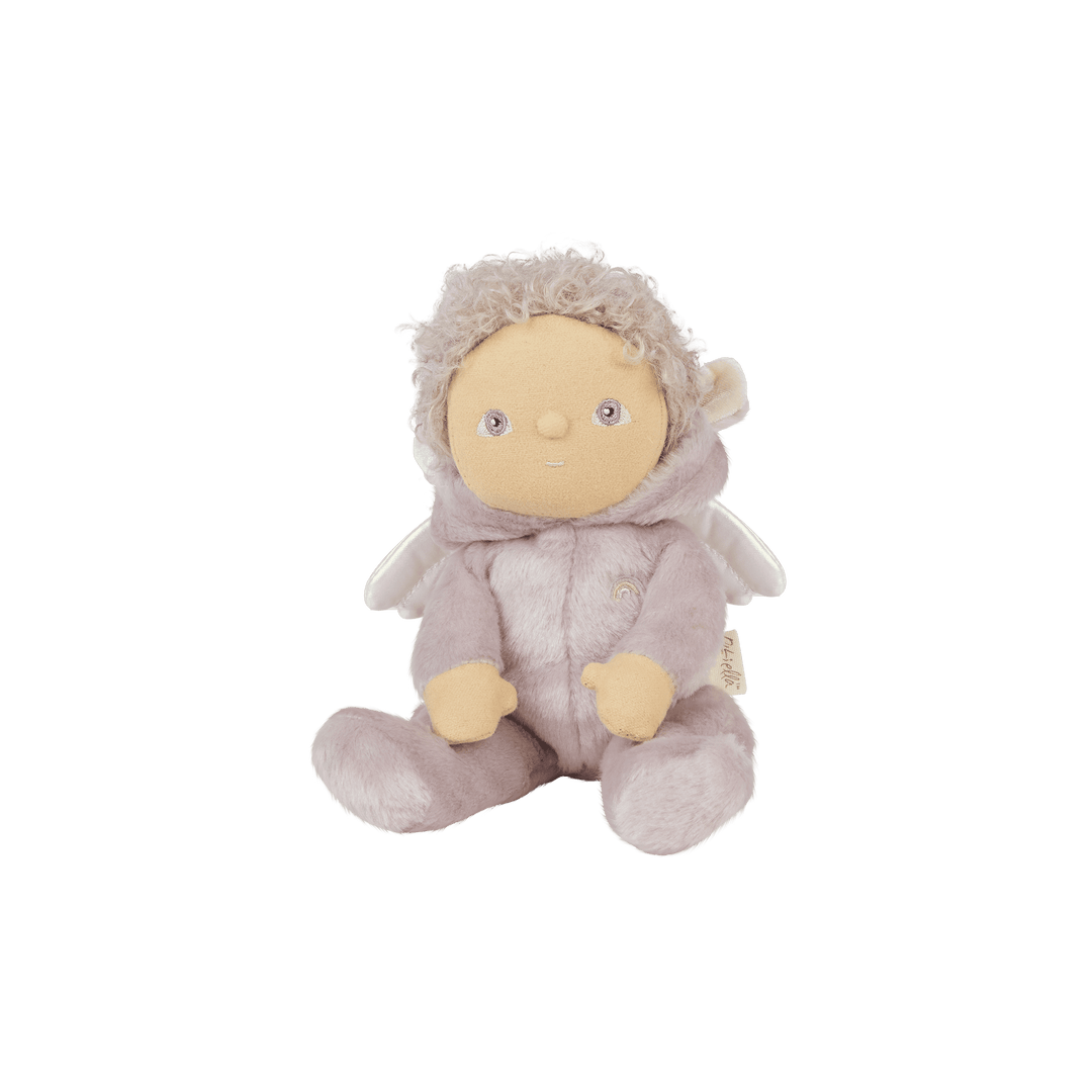 Lilac Uma Unicorn Dinky Dinkums doll with curly hair and plush unicorn hood, Dinkum Dolls