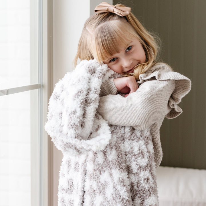 The Gray Leopard Saranoni Double-Layer BAMBONI¨ Toddler Blankets look rich and luxe for best baby blankets.
