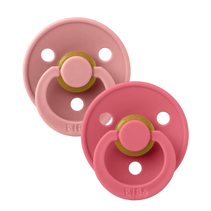 Dusty Pink & Coral BIBS Pacifier Colour Collection 2 Pack, everyday baby binky set.
