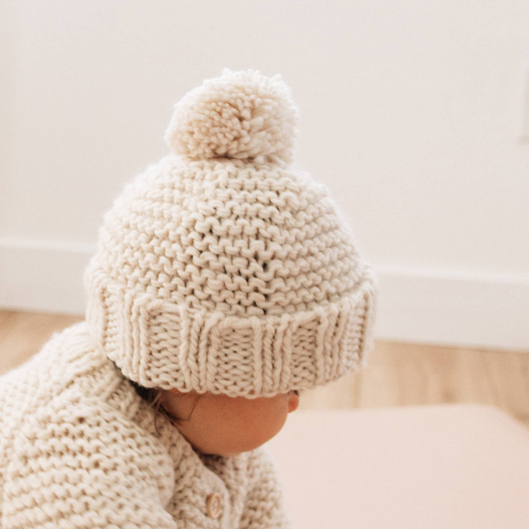Soft and charming Huggalugs Natural Garter Stitch Beanie Baby & Kids, a baby girl hats essential.