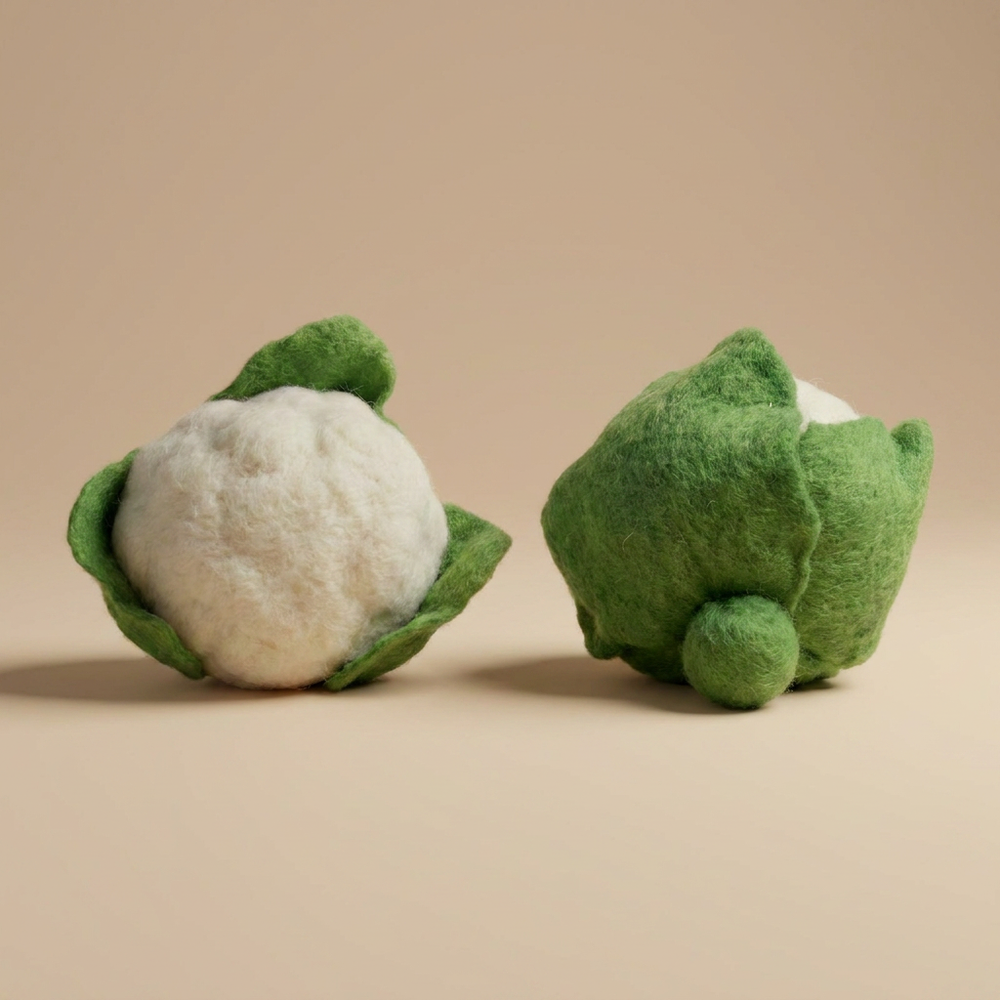 Felt Cauliflower play food by Kaddu, perfect Waldorf sensory toy