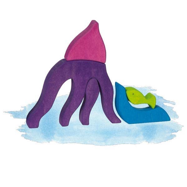 Bright ocean shades make this non toxic Goki Ocean Building Set perfect for open-ended fun.