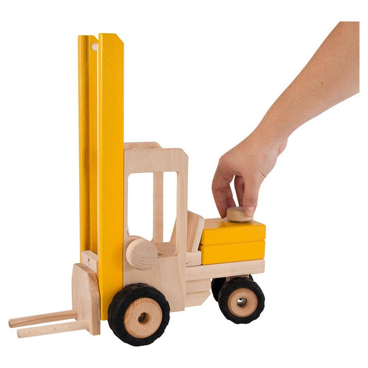 Bring construction adventures to life with the Goki Construction Truck - Forklift, a best toddler toy.