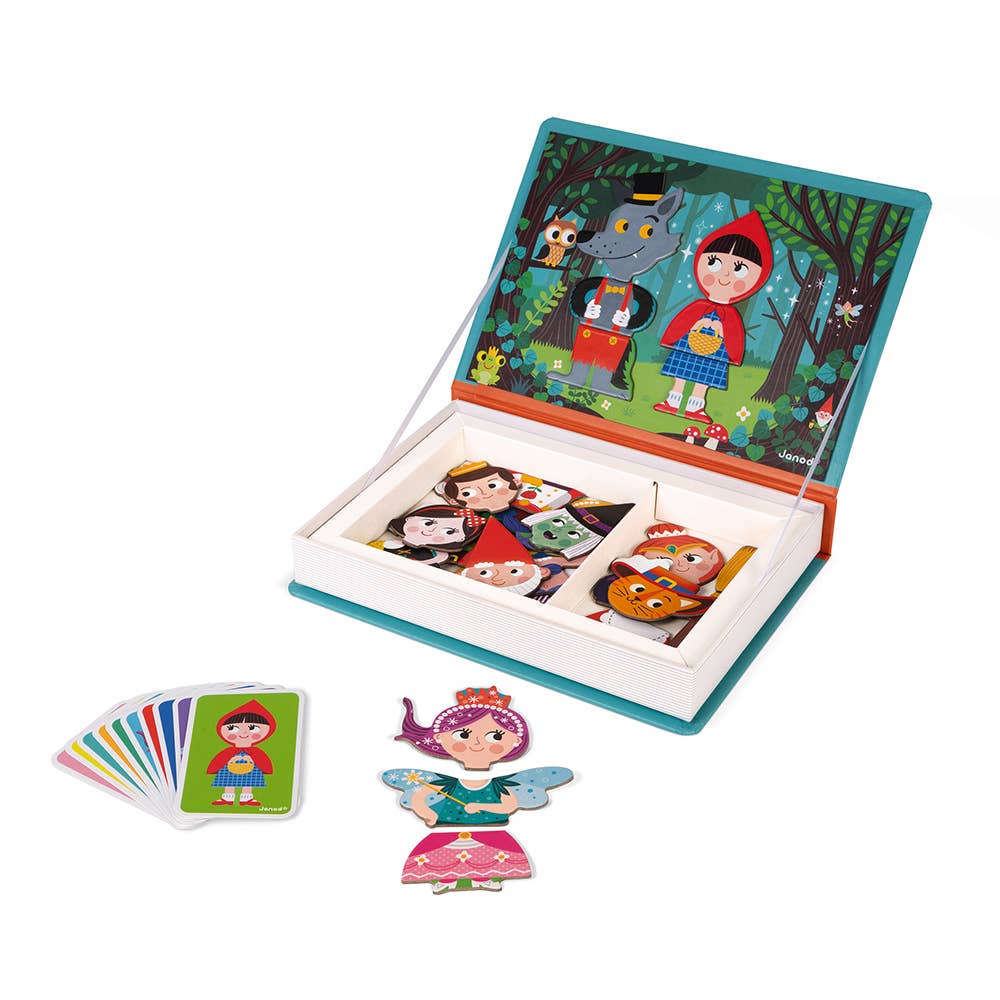 Educational magnetic toys close up of fairy tale character magnets
