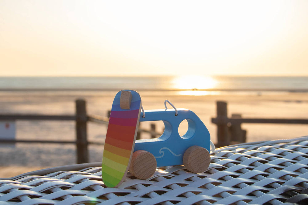 wooden surfer van goki toy car 