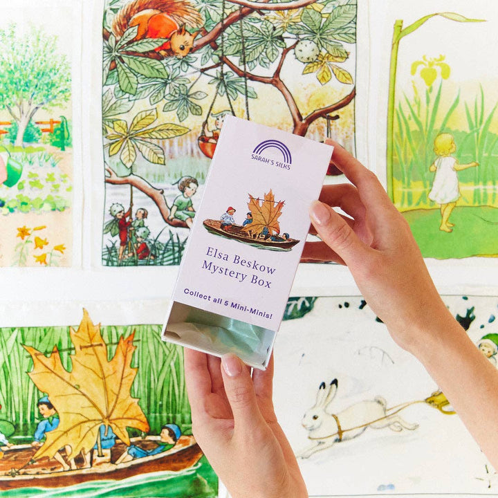Unboxing the Elsa Beskow Mini Mystery Playsilk reveals a Sarah's Silks storybook inspired design