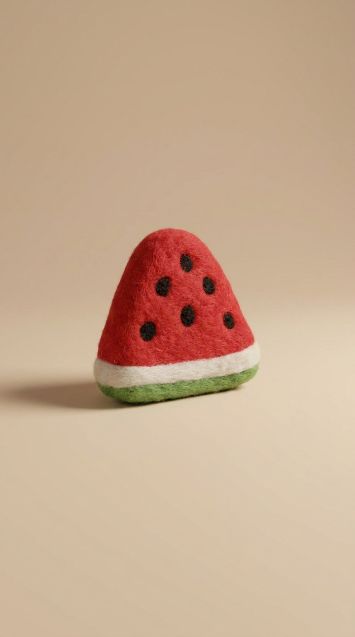 Kaddu Felt Watermelon Fruit Play Food, handmade wool toy for toy kitchens