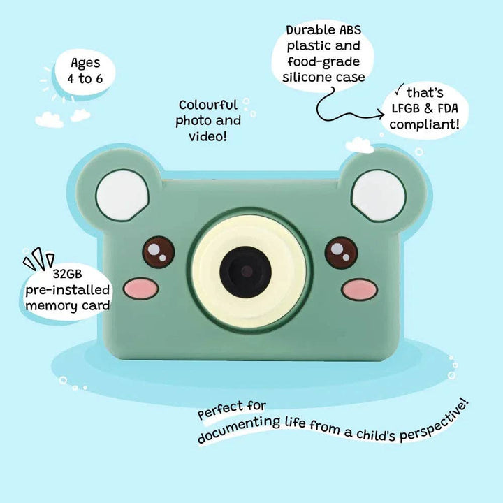 kiimento Model C Bear Digital Camera, drop-friendly kids camera in food-grade silicone case