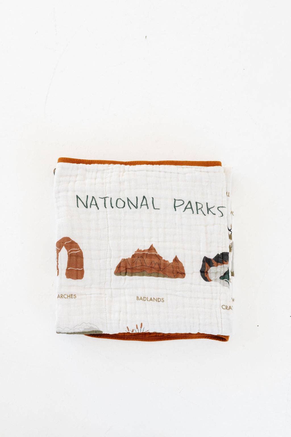 Muslin blankets baby featuring Clementine Kids National Parks II Quilt, perfect for snuggling and bedtime.