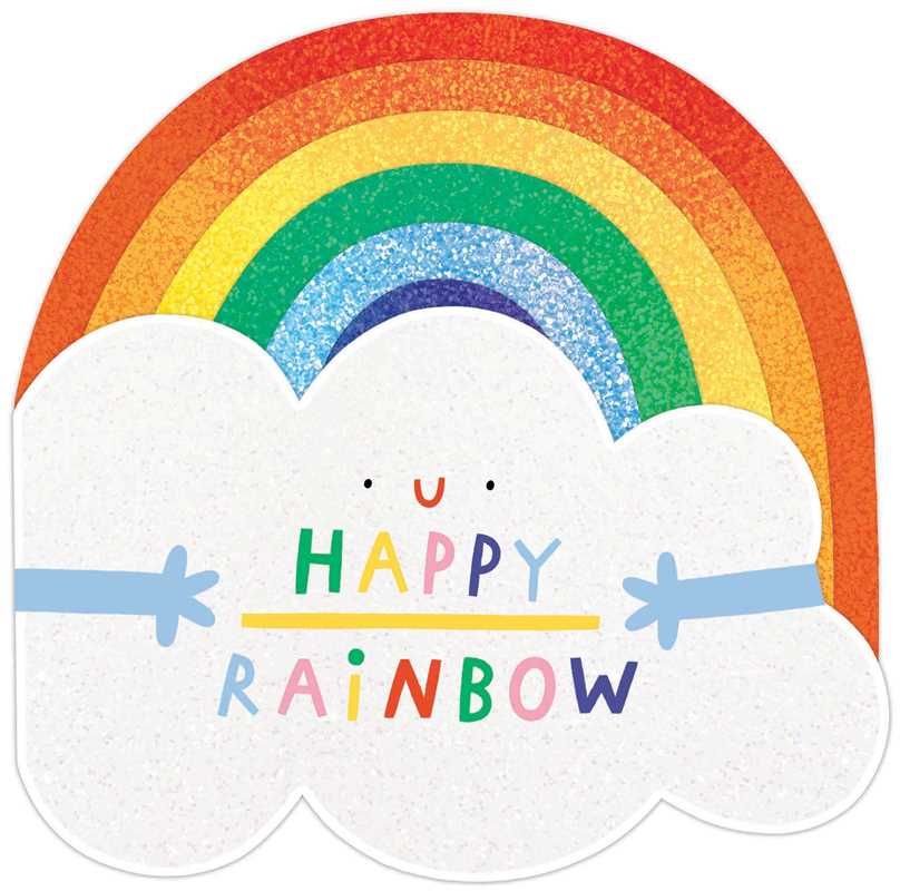 Simon & Schuster Happy Rainbow die-cut glitter board book cover by Hannah Eliot