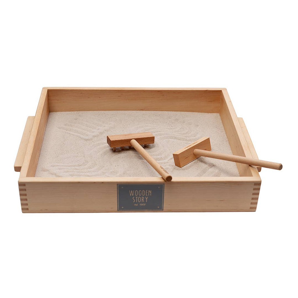 Wooden Story Large sand tray with accessories for educational playtime 