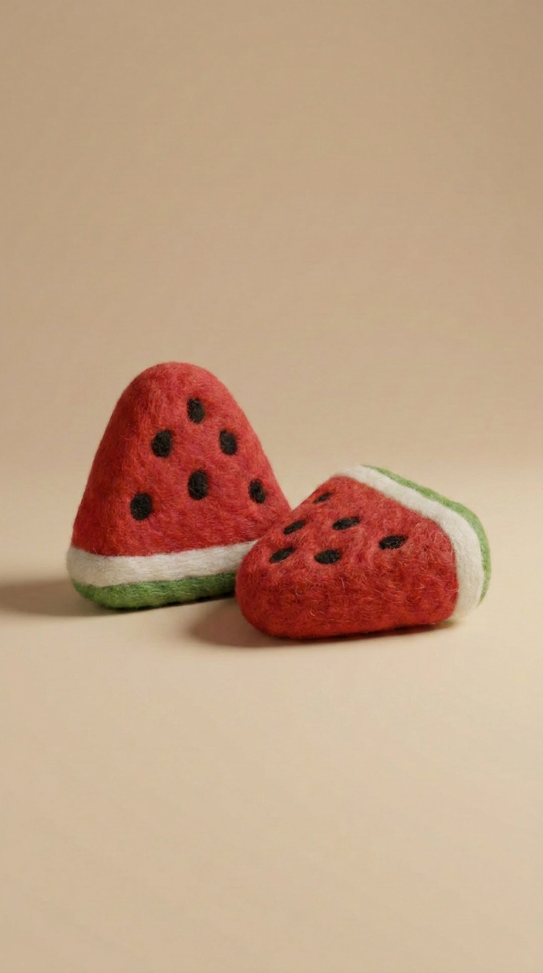 Felt Watermelon slice play food by Kaddu, perfect Waldorf sensory toy