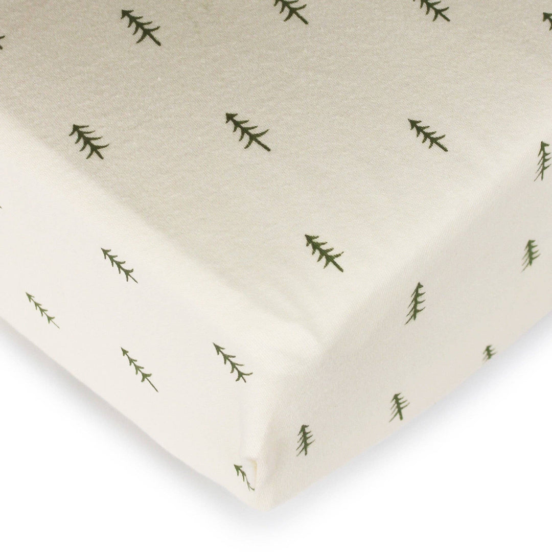organic cotton stretch crib sheet in the loved baby buttercream tree pattern 