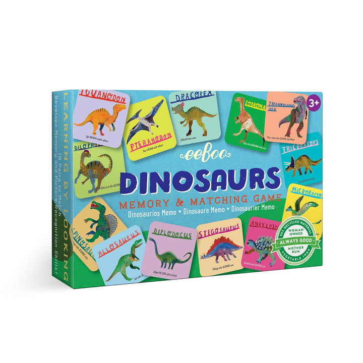 eeBoo Dinosaurs Little Memory Matching Game box illustrated by Monika Forsberg