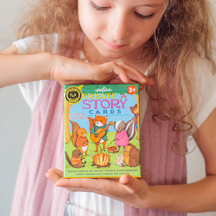 eeBoo Create a Story Animal Village card game for kids ages 3 and up storytelling