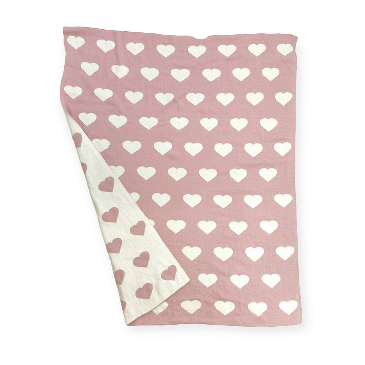 Organic baby blankets by Viverano Organics, Hearts Reversible Sweater Knit Baby Blanket with charming heart pattern