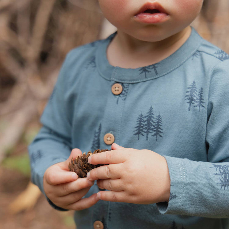 twilight forest city mouse studio pocket long sleeve button baby boy one piece 