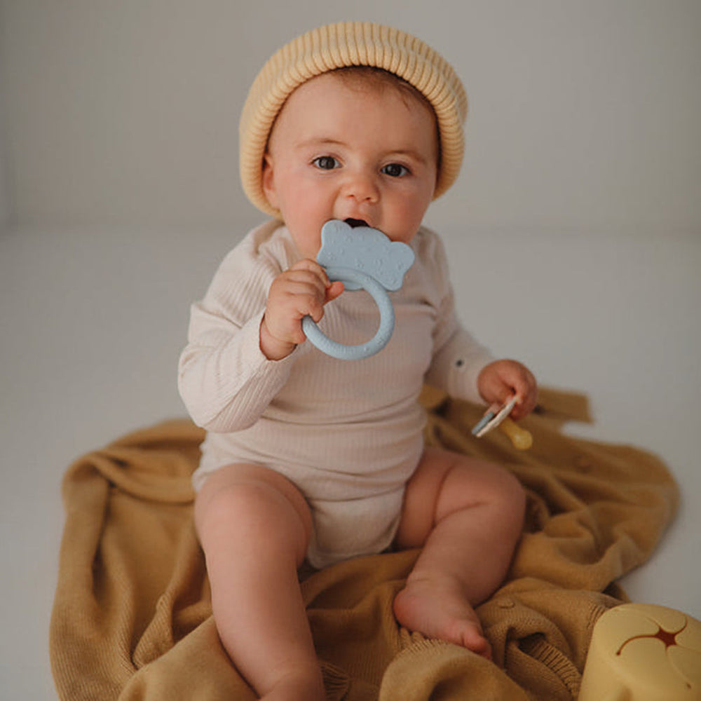 Mushie Baby Teethers Elephant Ring in Cloud