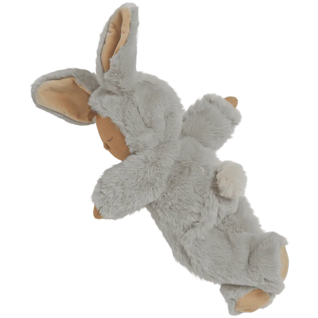 posable oliela lullaby sleeping doll in grey bunny suit 