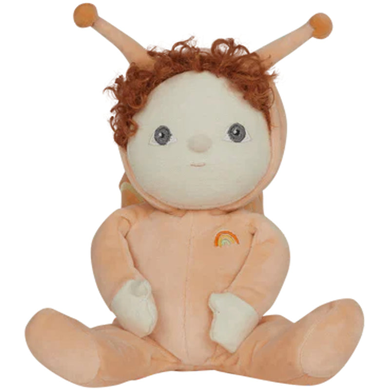 orange olli ella scottie snail staring with placid expression in white room 