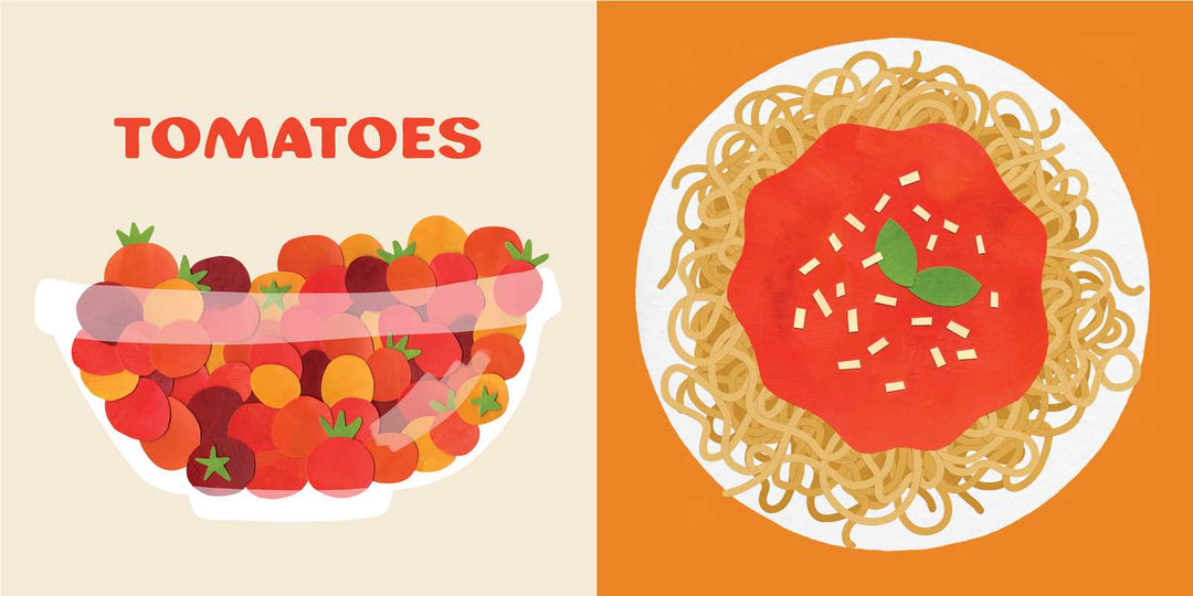 Seed-to-table interior spread from Our Food Grows kids gardening picture book